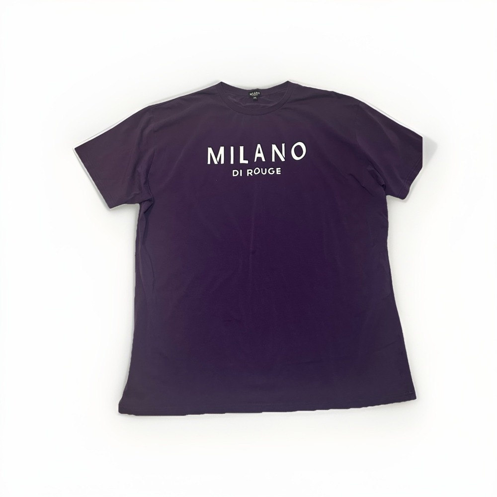 Milano Di Rouge Purple Graphic Logo T-Shirt Men's 2XL Streetwear Cotton Casual